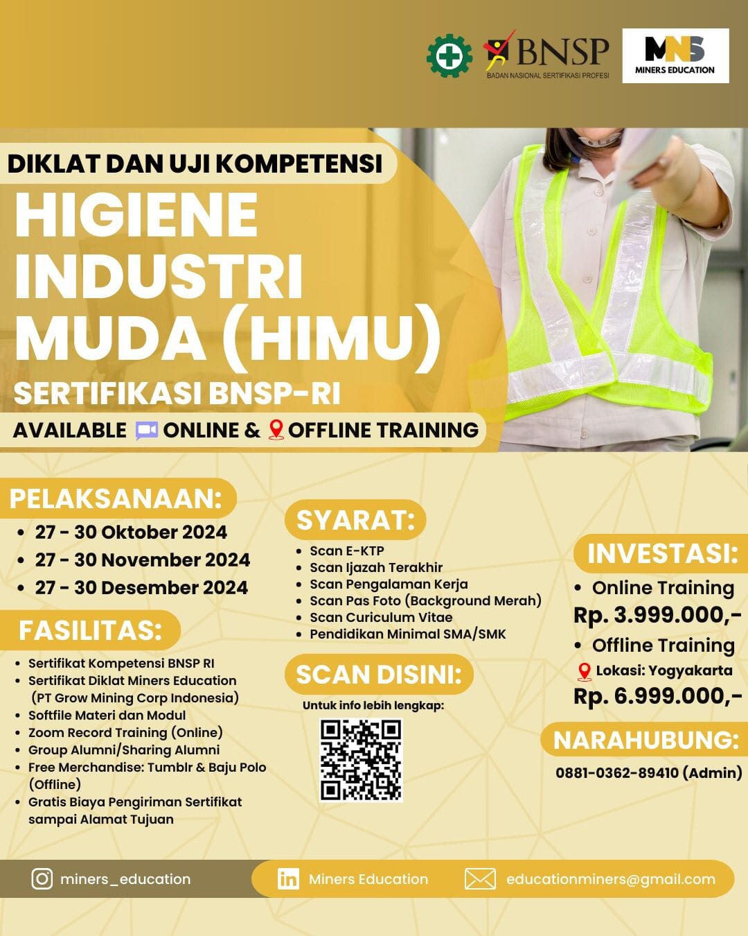 Diklat dan Uji Kompetensi Higiene Industri Muda (HIMU) Sertifikasi BNSP-RI