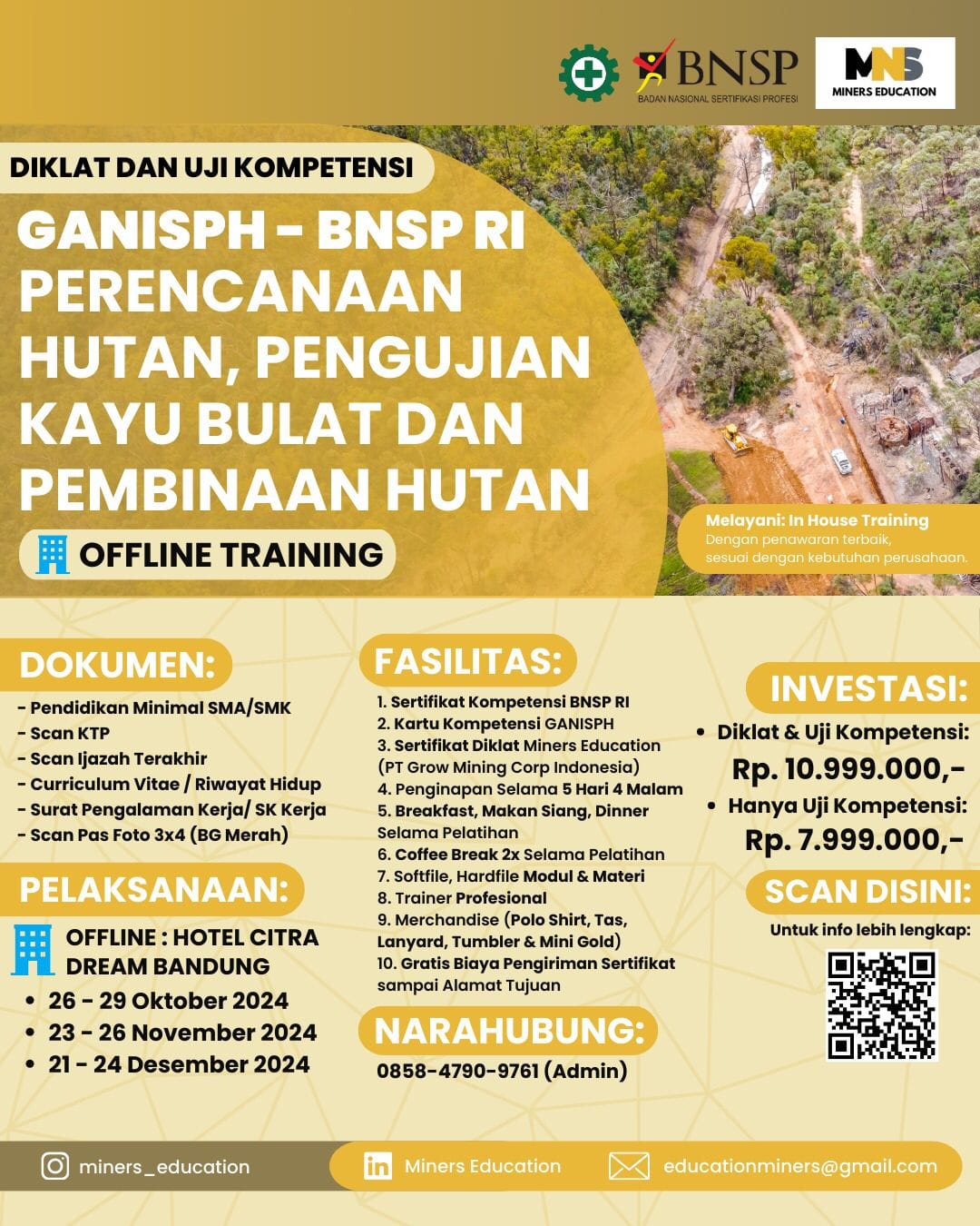 Diklat dan Uji Kompetensi GANISPH - Perencanaan Hutan - BNSP RI (OFFLINE TRAINING)